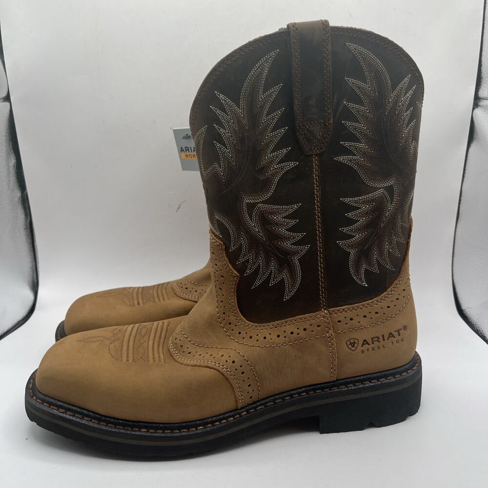 Ariat 10010134 Sz 9 D Men's Western Boot Steel Toe Work Boot Aged Bark NWT BROWN